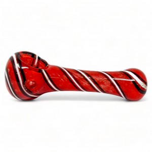4.5" Frit Candy Cane Swirl Spoon Hand Pipe - 2pk [RKGS81]